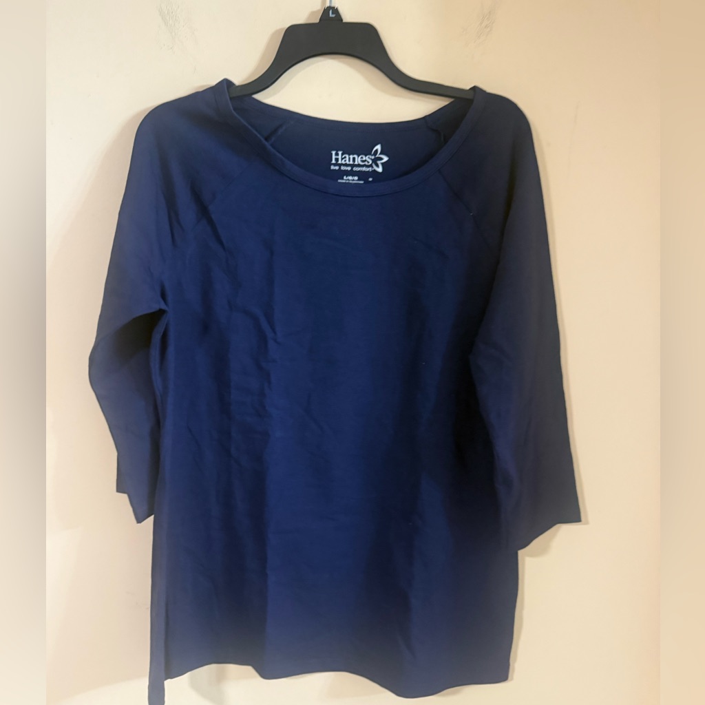 Hanes Womens Navy Blue Top751
